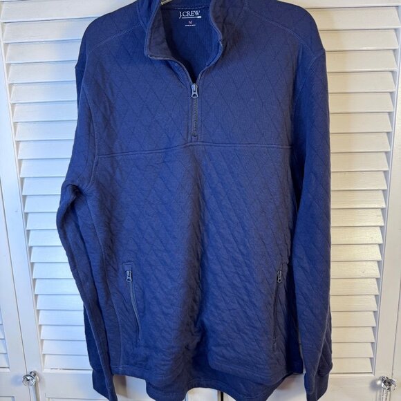 J. CREW MENS MEDIUM 1/4 ZIP DIAMOND QUILTED PULLOVER SHIRT CASUAL TIMELESS COMFY - Picture 1 of 9